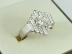 DIAMOND CLUSTER RING 18CT WHITE GOLD LADIES 1.80CT SIZE O 750 7.4G