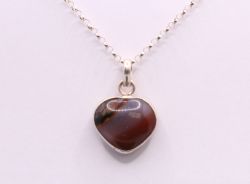 JASPER GEMSTONE HEART PENDANT CHAIN NECKLACE 16.8