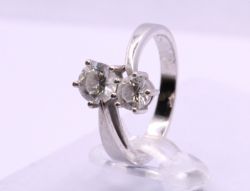 DIAMOND BYPASS RING SIZE O 1/2 LADIES STERLING SILVER SIMULATED GIFT 4G