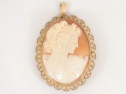 CAMEO BROOCH 9CT GOLD LADIES STUNNING LARGE VINTAGE 375 PENDANT 14.9G