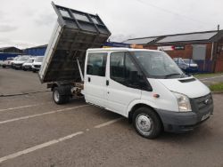 2014 14 FORD TRANSIT CREW CAB TIPPER - 104K MILES - 6 SEATS - YP14 RYV