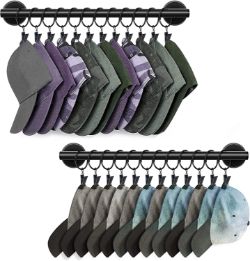 4X HAT RACK FOR WALL WITH 24 HOOKS, HAT ORGANIZER HOLDER FOR BASEBALL CAPS,