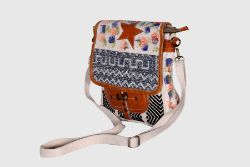 10 X HDB00728 - COTTON DHURRI LEATHER HAND BAGS AND TOTE BAGS