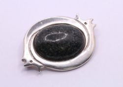 RARE STERLING SILVER NUUMITE GEMSTONE LADIES BROOCH VINTAGE BROACH 19.1G AAC836