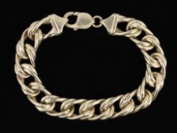 TWISTED DOUBLE CURB CHAIN BRACELET STERLING SILVER LADIES GENTS 925 30.8G IA36
