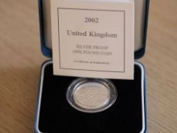 2002 THREE LIONS OF ENGLAND £1 ONE POUND SILVER MATT PROOF COIN BOX COA H66