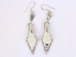 GREEK KEY EARRINGS STERLING SILVER LADIES STUNNING 925 8.4G OM14