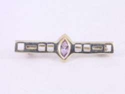 KIT HEATH AMETHYST BROOCH STERLING SILVER LADIES STUNNING 925 2.3G SC76