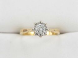 DIAMOND SOLITAIRE RING 18CT GOLD BEAUTIFUL LADIES ENGAGEMENT SIZE G 1/2 750 V16