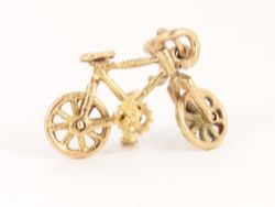 BICYCLE CHARM VINTAGE 9CT GOLD 375 CHARMS PENDANT 2.2G IF16