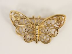 BUTTERFLY BROOCH 9CT YELLOW GOLD LADIES STUNNING 375 2.6G IE23