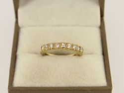 DIAMOND HALF ETERNITY RING 18CT GOLD LADIES SIZE N 750 2.4G IE20