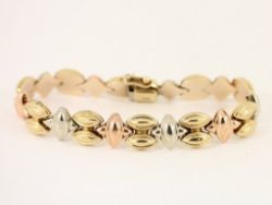 TRI TONE GOLD LADIES BRACELET 9CT STUNNING 375 12.9G CO91