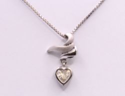 SIMULATED DIAMOND PENDANT CHARM BOOK CHAIN NECKLACE 15.75