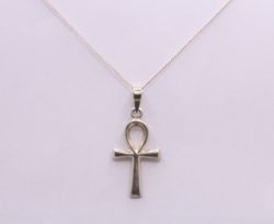 ANKH EGYPTIAN CROSS PENDANT STERLING SILVER CHAIN NECKLACE 19