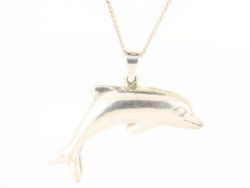 DOLPHIN PENDANT AND NECKLACE STERLING SILVER LADIES 925 10.7G CM49