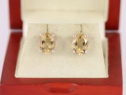 CHAMPAGNE QUARTZ STUD EARRING STERLING SILVER LADIES STUNNING 925 3.1G SH25