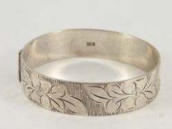 VINTAGE HINGED BANGLE STERLING SILVER LADIES BRACELET STUNNING 925 35.3G GF14