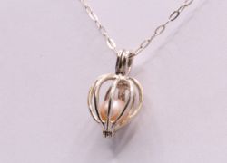 PEARL CAGE PENDANT CHARM CABLE CHAIN NECKLACE 16.5