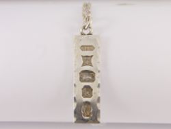 VINTAGE BULLION BAR PENDANT STERLING SILVER GENTS NECKLACE 18.25
