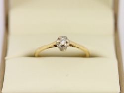 DIAMOND SOLITAIRE RING 18CT GOLD LADIES SIZE O 1/2 750 1.8G CB65