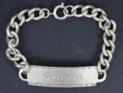 SANDRA IDENTITY BRACELET CURB CHAIN STERLING SILVER LADIES 925 27.8G ER46