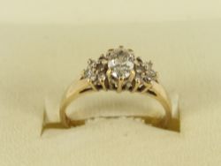 DIAMOND & WHITE ZIRCON RING 9CT GOLD LADIES SIZE K 1/4 375 2.1G FJ93