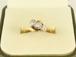 DIAMOND TRILOGY RING 18CT GOLD LADIES SIZE J 1/4 STUNNING 750 3.6G FJ68