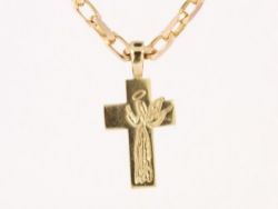CROSS PENDANT SQUARE CABLE CHAIN NECKLACE 9CT GOLD 21