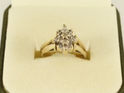 DIAMOND & AMETHYST SWIVEL HEAD RING 14K GOLD LADIES SIZE K 1/2 585 4.3G FJ73