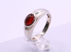 GARNET GEMSTONE LADIES RING SIZE M STERLING SILVER VINTAGE GIFT 4G