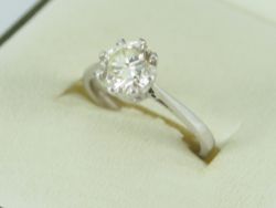DIAMOND SOLITAIRE RING 18CT WHITE GOLD LADIES 1.25CT SIZE L 750 3.3G