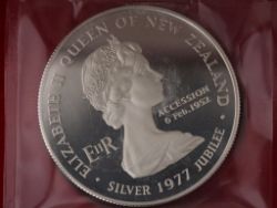 1977 NEW ZEALAND WAITANGI DAY DOLLAR SILVER COIN PROOF 925 RARE H76