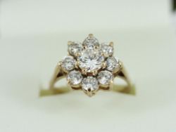 CLUSTER RING 9CT GOLD LADIES STUNNING SIZE N 1/2 375 3.7G CY24