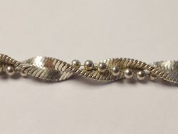 BEAD & HERRINGBONE WOVEN CHAIN STERLING SILVER NECKLACE LADIES 17