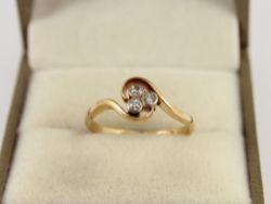 DIAMOND TRILOGY RING 18CT GOLD LADIES SIZE O 1/4 925 3G IE3