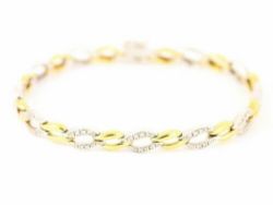 DIAMOND TENNIS BRACELET TWO TONE 18CT GOLD LADIES STUNNING 7