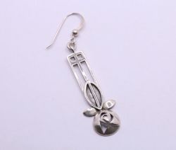 CONTEMPORARY FLOWER LADIES DANGLE EARRINGS SQUARES STERLING SILVER 6.4G AAC480
