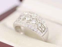 CLUSTER RING 14K WHITE GOLD LADIES STUNNING SIZE O 1/2 585 3.6G
