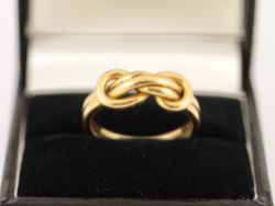 KNOT RING 18CT YELLOW GOLD LADIES STUNNING SIZE M 1/4 750 5.8G IF45