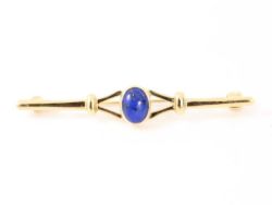 LAPIS LAZULI BROOCH 9CT GOLD LADIES STUNNING 375 3.5G CK87
