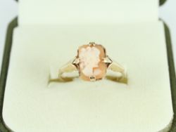 VINTAGE CAMEO RING 9CT GOLD LADIES STUNNING SIZE M 1/2 375 1.4G FR75