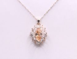 MORGANITE GEMSTONE PENDANT CHARM PRINCE CHAIN NECKLACE 19.5