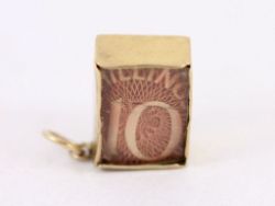 EMERGENCY 10 SHILLING NOTE CHARM VINTAGE 9CT GOLD 375 CHARMS PENDANT 1.7G BD80