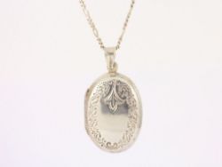 LOCKET PENDANT STERLING SILVER LADIES FIGARO NECKLACE 925 7.8G CB93