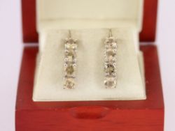 CHAMPAGNE QUARTZ DROP EARRINGS STERLING SILVER LADIES STUNNING 925 3.9G SH15