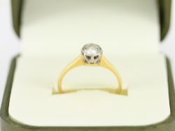 DIAMOND SOLITAIRE RING 18CT GOLD LADIES SIZE L 1/2 750 2.1G DJ76