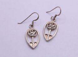 MACKINTOSH STYLE LADIES DROP EARRINGS STERLING SILVER SCOTTISH GIFT 4.4G AAC458