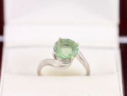PERIDOT SOLITAIRE RING STERLING SILVER LADIES STUNNING SIZE N 1/2 925 3.7G AX60