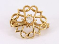 SOLITAIRE BROOCH 9CT GOLD LADIES STUNNING 375 1.6G BX24